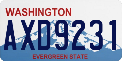 WA license plate AXD9231