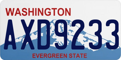 WA license plate AXD9233