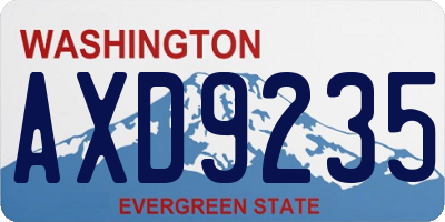 WA license plate AXD9235