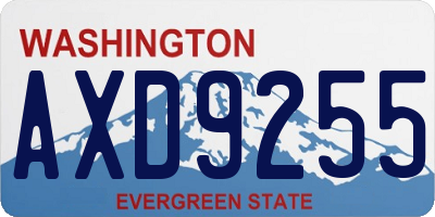 WA license plate AXD9255