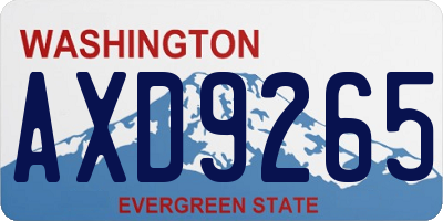 WA license plate AXD9265