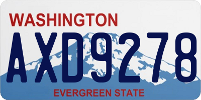 WA license plate AXD9278