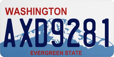 WA license plate AXD9281
