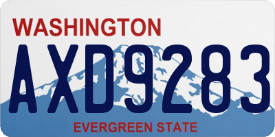 WA license plate AXD9283