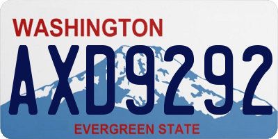 WA license plate AXD9292