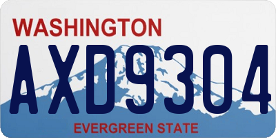 WA license plate AXD9304