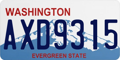 WA license plate AXD9315