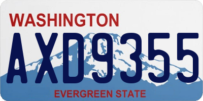 WA license plate AXD9355