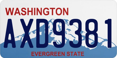 WA license plate AXD9381