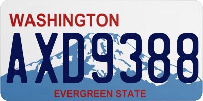 WA license plate AXD9388