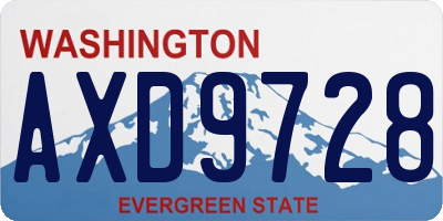 WA license plate AXD9728