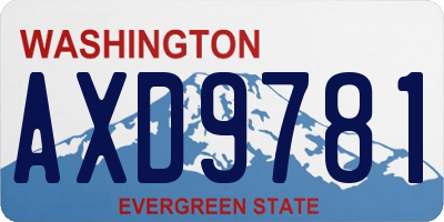 WA license plate AXD9781