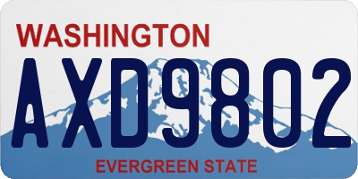 WA license plate AXD9802