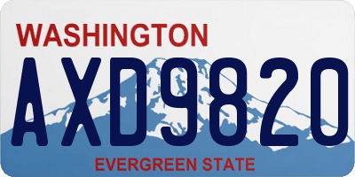 WA license plate AXD9820