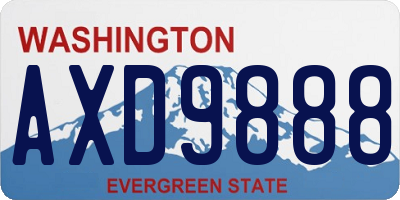 WA license plate AXD9888