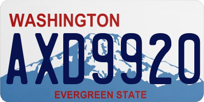 WA license plate AXD9920