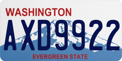 WA license plate AXD9922
