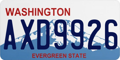 WA license plate AXD9926