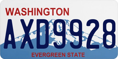 WA license plate AXD9928