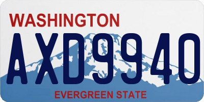 WA license plate AXD9940