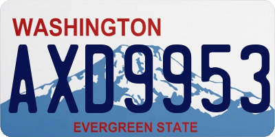 WA license plate AXD9953