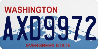 WA license plate AXD9972