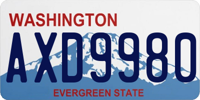 WA license plate AXD9980
