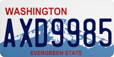 WA license plate AXD9985