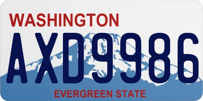 WA license plate AXD9986