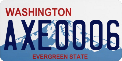 WA license plate AXE0006