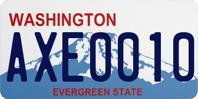 WA license plate AXE0010
