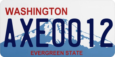 WA license plate AXE0012
