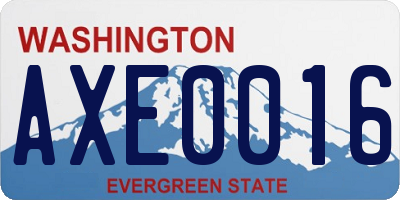 WA license plate AXE0016