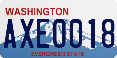 WA license plate AXE0018