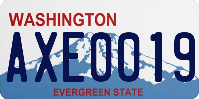 WA license plate AXE0019