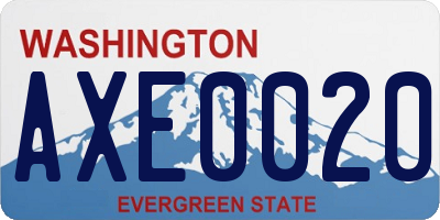 WA license plate AXE0020