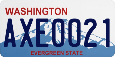 WA license plate AXE0021