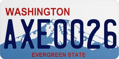 WA license plate AXE0026