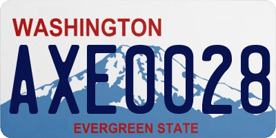 WA license plate AXE0028