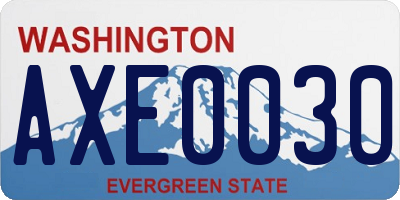 WA license plate AXE0030