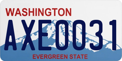 WA license plate AXE0031