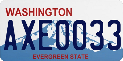 WA license plate AXE0033