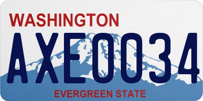 WA license plate AXE0034