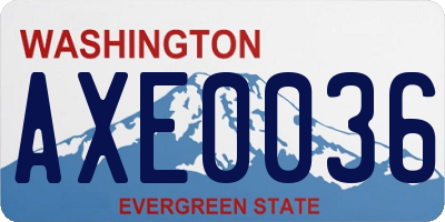 WA license plate AXE0036