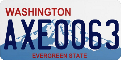 WA license plate AXE0063