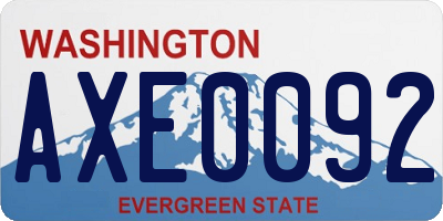 WA license plate AXE0092