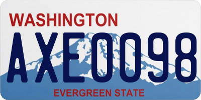 WA license plate AXE0098