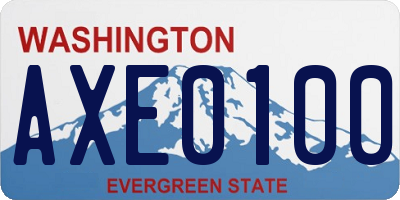 WA license plate AXE0100