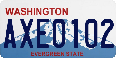 WA license plate AXE0102