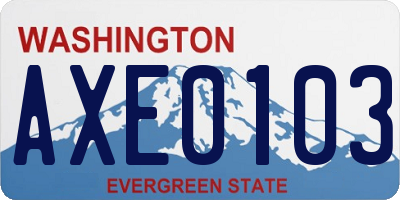 WA license plate AXE0103